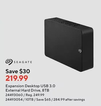 Staples Seagate expansion desktop usb 3.0 external hard drive, 8tb | 10tb offer