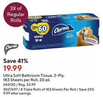 Staples Charmin ultra soft bathroom tissue offer