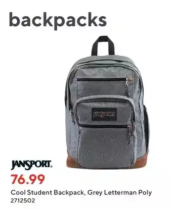 Staples Jansport cool student backpack offer