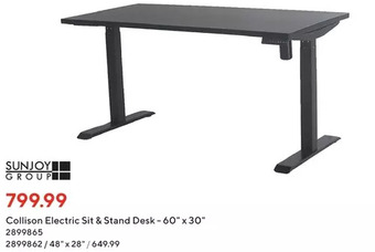 Staples Sunjoy group collison electric sit & stand desk offer