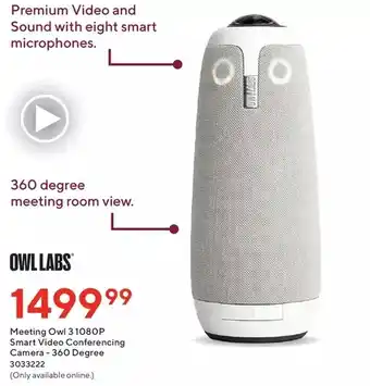 Staples Meeting owl 3 1080p smart video conferencing camera - 360 degree offer