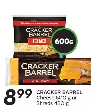 Sobeys Cracker barrel cheese or shreds offer