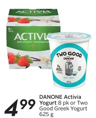 Sobeys Danone activia yogurt or two good greek yogurt offer