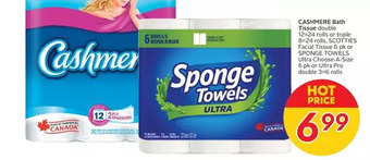 Sobeys Cashmere bath tissue, scotties facial tissue or sponge towels ultra choose-a-size or ultra pro offer