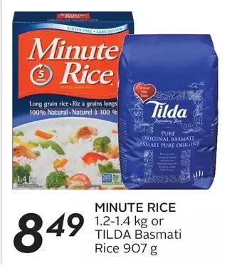 Sobeys Minute rice or tilda basmati rice offer