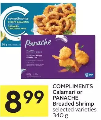 Foodland Compliments calamari or panache breaded shrimp offer
