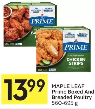 Foodland Maple leaf prime boxed and breaded poultry offer