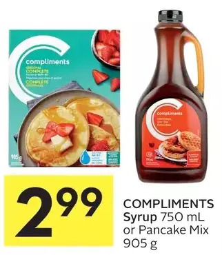 Foodland Compliments syrup or pancake mix offer