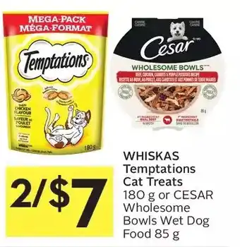 Foodland Whiskas temptations cat treats or cesar wholesome bowls wet dog food offer