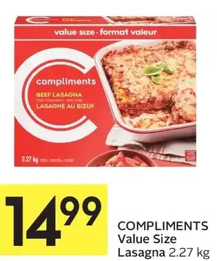 Foodland Compliments value size lasagna offer