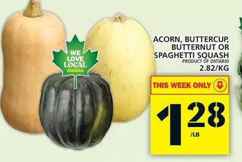 Food Basics Acorn, buttercup, butternut or spaghetti squash offer