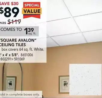 Lowe's "square avalon" ceiling tiles offer