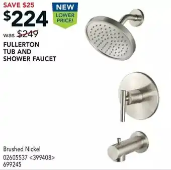 Lowe's Fullerton tub and shower faucet offer