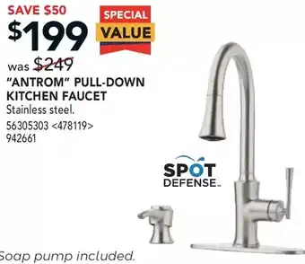 Lowe's "antrom" pull-down kitchen faucet offer