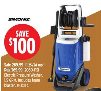 Canadian Tire Simoniz 2050-psi electric pressure washer offer