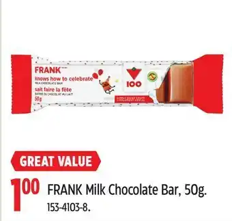 Canadian Tire Frank milk chocolate bar, 50g offer
