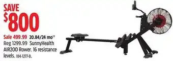 Canadian Tire Sunny health air200 rower offer