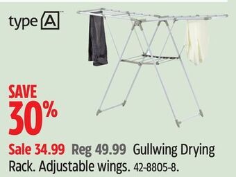 Canadian Tire Type a gullwing drying rack offer