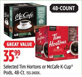Canadian Tire Selected tim hortons or mccafe k-cup pods, 48-ct offer