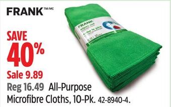 Canadian Tire Frank all-purpose microfibre cloths, 10-pk offer