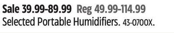 Canadian Tire Crane selected portable humidifiers offer