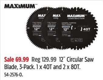 Canadian Tire Maximum 12˝ circular saw blade, 3-pack offer