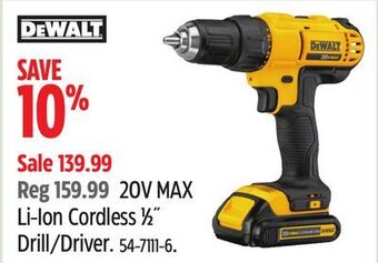 Canadian Tire Dewalt 20v max li-ion cordless 1⁄2˝ drill/driver offer