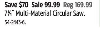 Canadian Tire Evolution 7 1⁄4" multi-material circular saw offer
