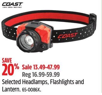 Canadian Tire Coast selected headlamps, flashlights and lantern offer