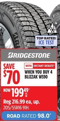 Canadian Tire Bridgestone blizzak ws90 tires offer