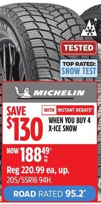 Canadian Tire Michelin x-ice snow tire offer