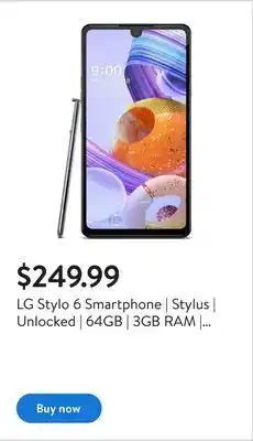 Walmart Lg stylo 6 smartphone | stylus | unlocked | 64gb | 3gb ram | hologram white offer