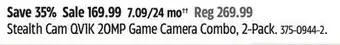 Canadian Tire Stealth cam qv1k 20mp game camera combo, 2-pack offer