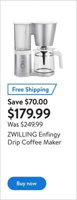 Walmart Zwilling enfingy drip coffee maker offer