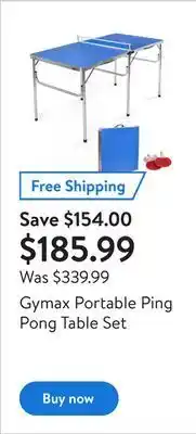 Walmart Gymax portable ping pong table set offer