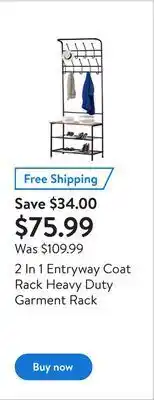 Walmart 2 in 1 entryway coat rack heavy duty garment rack offer