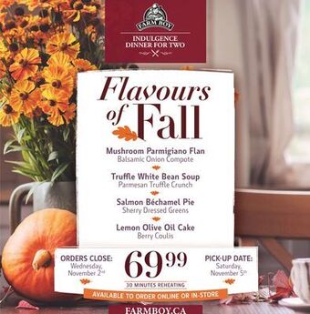 Farm Boy Indulgence dinner for two offer