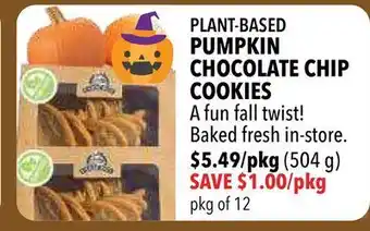 Farm Boy Plant-based pumpkin chocolate chip cookies offer