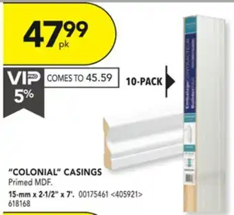 Lowe's Metrie 10-pack "colonial" casings 15-mm x 2-1/2" x 7' offer