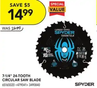 Lowe's Spyder 7-1/4" 24-tooth circular saw blade offer