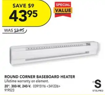 Lowe's Stelpro round corner baseboard heater 20" offer