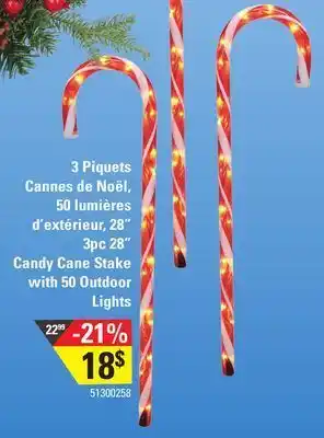 Sushi Shop 3 pc 28" candy cane stake with 50 outdoor lights offer
