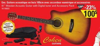 Sushi Shop 41" wooden acoustic guitar with digital tuner and accessory pack offer