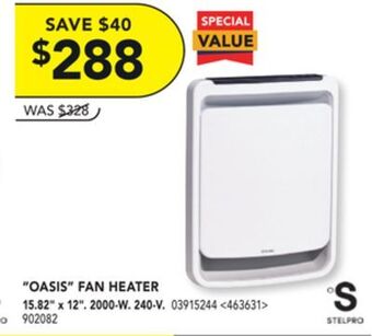 RONA Stelpro "oasis" fan heater 15.82" x 12" offer