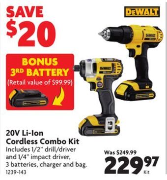 Home Hardware 20v li-ion cordless combo kit offer
