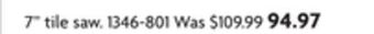 Home Hardware 7" tabletop wet tile saw - 5.8 amp offer