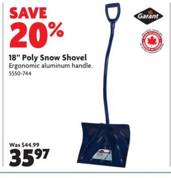 Home Hardware 18" poly snow shovel offer