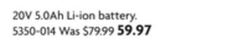 Home Hardware 20v 5.0ah li-ion battery. offer