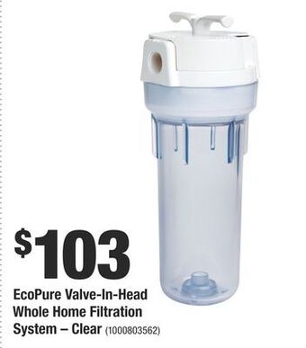 Home Depot Ecopure valve-in-head whole home filtration system – clear offer