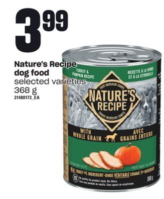 Zehrs Markets Nature's recipe dog food, 368 g offer